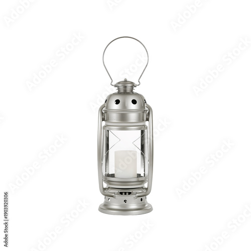 Lantern Stands on a Table During the Evening in a Cozy Room With Warm Light F...