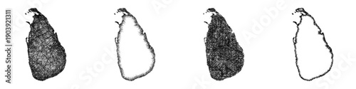 Sketch Sri Lanka map design set