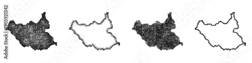 Sketch South Sudan map design set