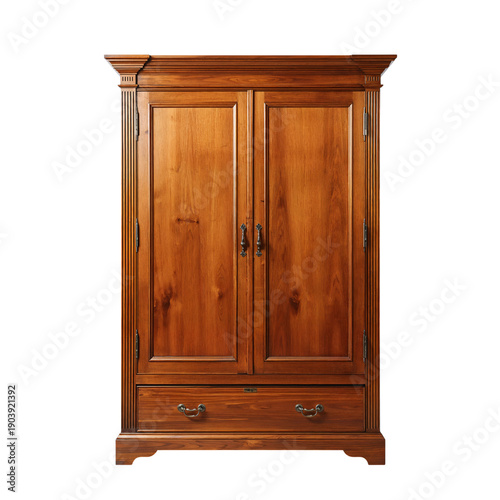 Wooden Cabinet With Double Doors and Drawer for Storage Placed in a Room
