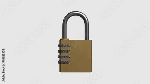 3D animation of Yellow Locked padlock