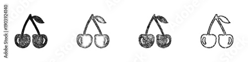 Sketch cherry icon design set