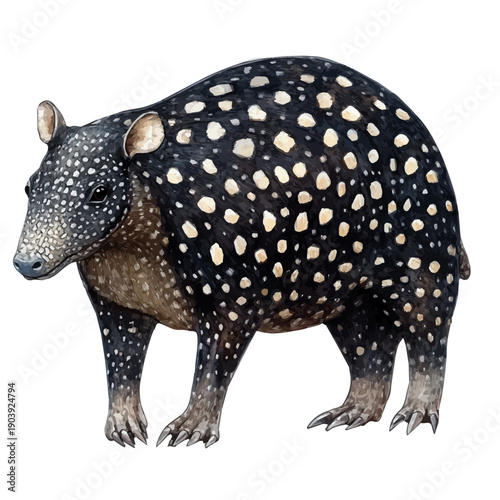 Tapir, high quality watercolor, isolated on a white background, vibrant details.