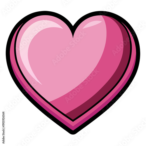 A pink heart icon with a glossy effect on transparent background