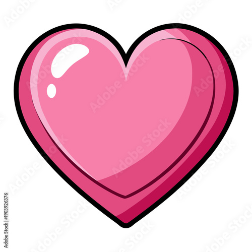 A shiny pink heart icon on transparent background