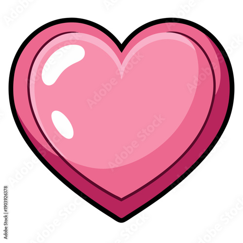 A shiny pink heart icon on transparent background