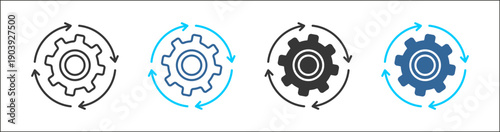 process icon set multiple style collection	