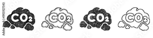 Sketch carbon dioxide icon design set