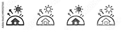 Sketch greenhouse effect icon design set