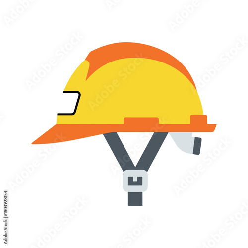 A yellow construction helmet with black straps a symbol of workplace safety