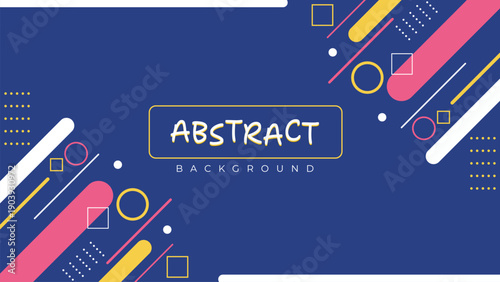 Abstract modern blue banner with colorful geometric elements