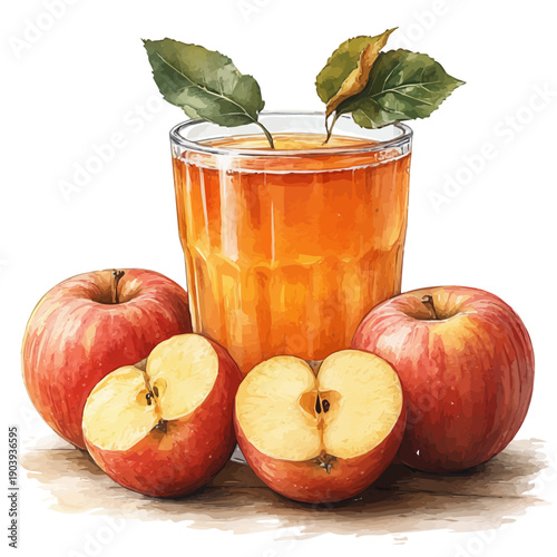 Apple Cider Cold, watercolor artwork with bold brush accents and dynamic composition, isolated on a white background.