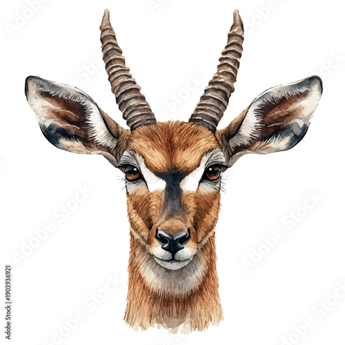 watercolor painting of Antelope, isolated on a white background.