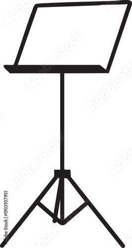Classic Folding Music Stand Silhouettes Isolated on White Background