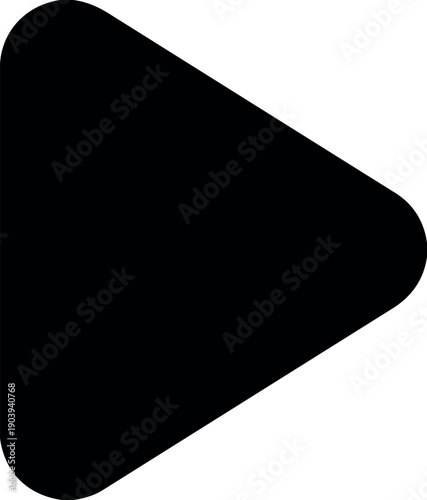 Multimedia Play Button Icon in a Minimalist Silhouette Style with Rounded Corners Vector on White