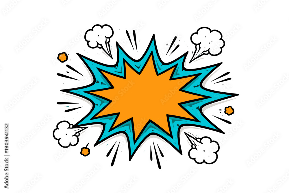 Obraz premium Colorful comic book style burst with explosive elements and speech bubbles
