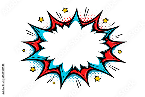 Dynamic comic style pop art frame with stars and speech bubble