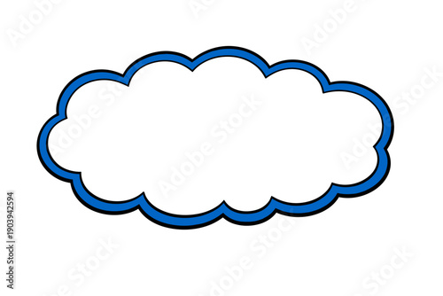Blank blue-outlined cloud shape on white background