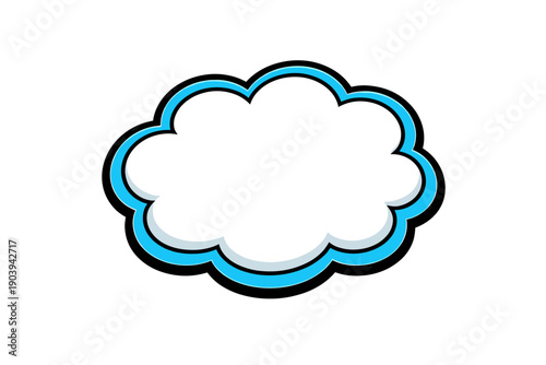Blue outlined cloud with blank center on white background