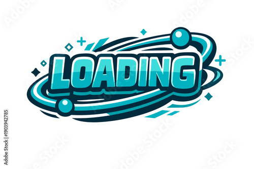 Dynamic blue loading icon with modern geometric design elements