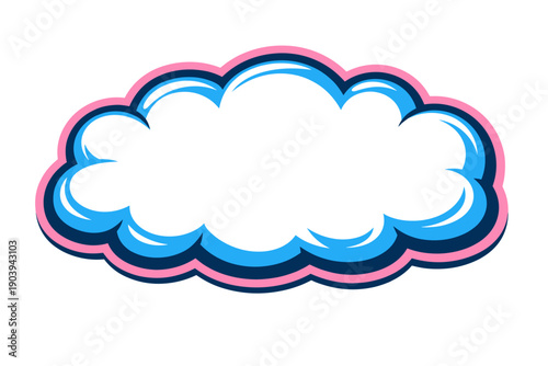 Colorful cartoon cloud outline with pink and blue border