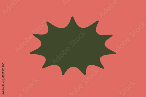 Abstract spiky black shape on vibrant coral background