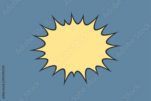 Simple yellow sunburst illustration on blue background
