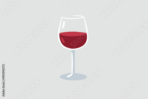 Minimalist red wine glass on gray background