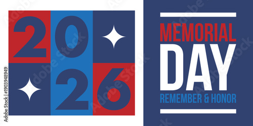 Memorial Day in United States. Remember and Honor. Federal holiday for remember and honor persons who have died while serving in the United States Armed Forces. Celebrated in May. Vector poster