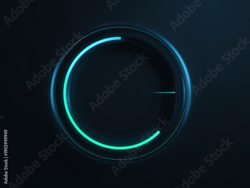 A photorealistic UI progress ring representing performance capacity through illuminated circular arc