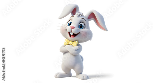 Confident Easter bunny mascot with arms crossed