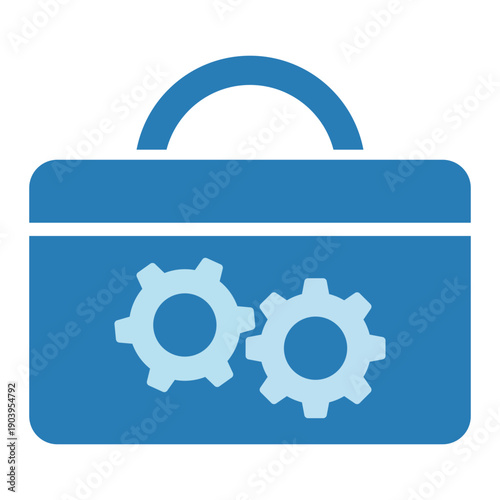 Tools of the Trade: A simple icon of a toolbox filled with gears representing concepts like work, business, and industry, or a metaphor for solutions.