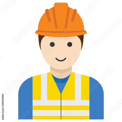 Safety First: Portrait of a construction worker, adorned in a vibrant hard hat and reflective vest, epitomizing the diligence and dedication within the building industry.