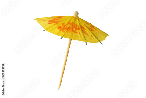 Yellow paper cocktail umbrella for summer drinks