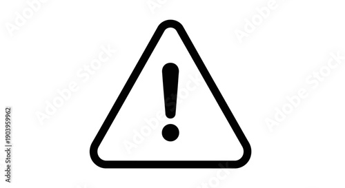 Warning sign icon, triangular alert symbol, danger notification, caution, attention, risk, error, flat design element