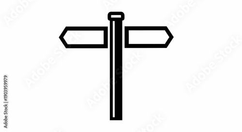 Blank signpost icon showing two empty directional arrows, symbolizing choice, decision, direction, and uncertainty of future path.