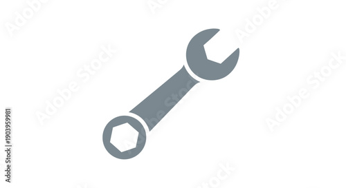 Grey Wrench and Spanner Tool Icon for Settings, Mechanic, Repair, Service, Maintenance, and Engineering Concepts