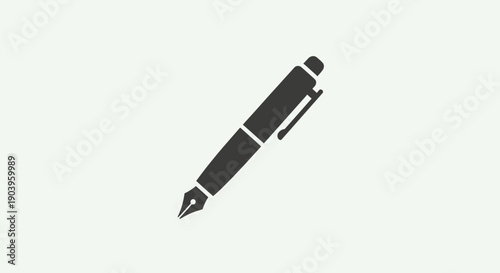 Elegant fountain pen icon, classic writing instrument symbol. Perfect for education, business, creativity, journalism, or communication concepts.