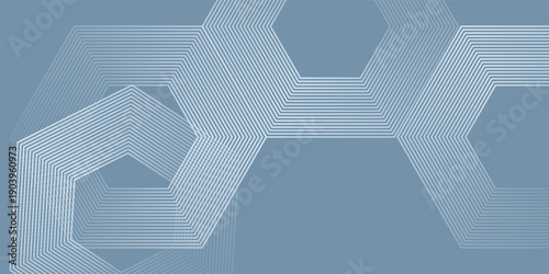 Abstract hexagon lines on gray background. Geometric stripe line art design for poster, brochure, cover, website, banner.