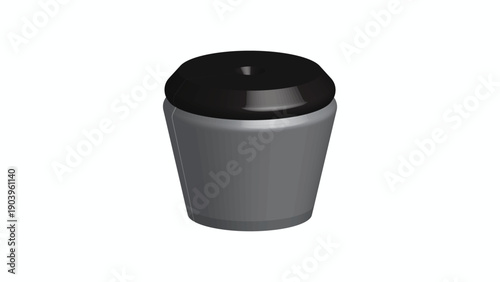 Minimal Gray Travel Coffee Cup with Black Lid – 3D Illustration