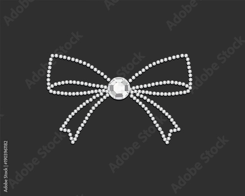 bow ribbon coquette isolated on white rhinestone strass diamond	