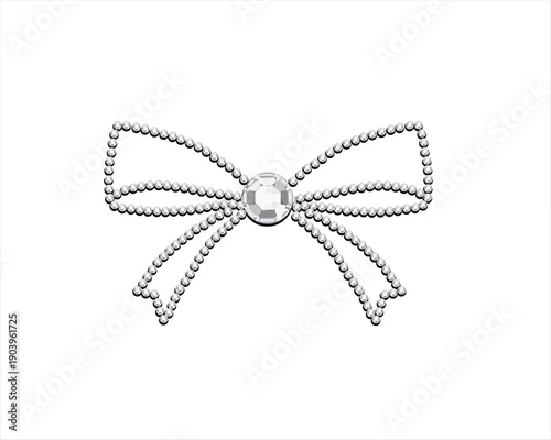 bow ribbon coquette isolated on white rhinestone strass diamond	
