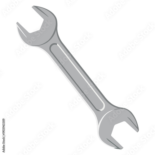 Precision Engineering: A detailed view of a sturdy, silver wrench, the quintessential tool for repairs and construction, perfectly isolated, conveying reliability and utility.