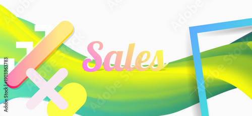 New bright juicy summer abstract fluid creative banner, trendy bright neon colors with dynamic lines