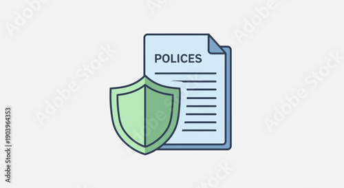 Illustration of a police document with a protective shield symbolizing security and law enforcement.