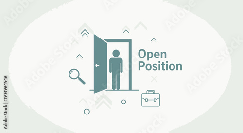 Conceptual illustration of an open job position opportunity with business icons.