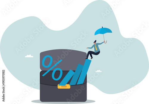 Interest rate and inflation percent impact economy and investment market, federal reserve monetary policy.about a man and his life.