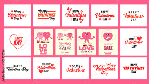 happy-valentines-day-sale-flyers-with-cute-hearts-characters, happy-valentine-s-day-background-with-heart-pattern