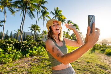 traveler mobile phone outside video chat