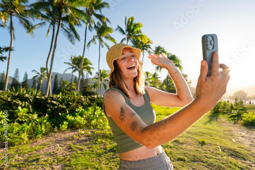 traveler mobile phone outside video chat